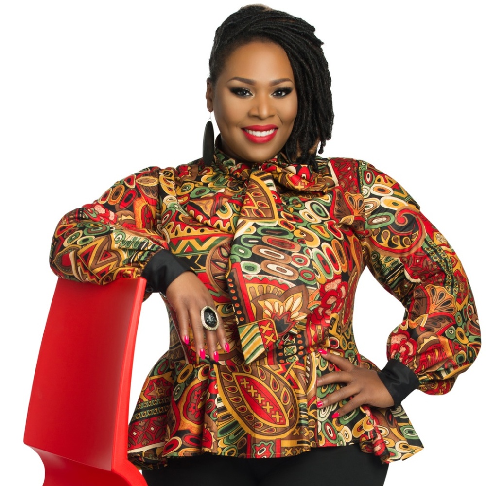 African Print Peplum Bow Blouse